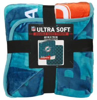 Thumbnail 1: NFL 60x70 Miami Dolphins Double Sided Plush Throw Blanket  