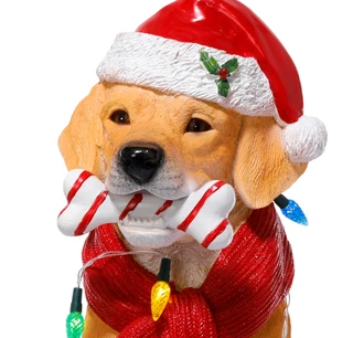 Thumbnail 3: Magical Season 18 in LED Christmas Dog with Hat, Scarf & Bone Decor 