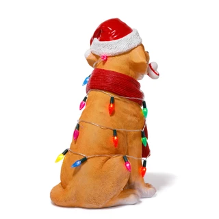 Thumbnail 4: Magical Season 18 in LED Christmas Dog with Hat, Scarf & Bone Decor 