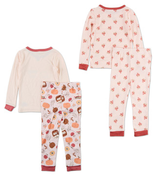 Thumbnail 2: Goodnight Llama Toddler Girls 4 Pc Harvest Apple Pie Pajama Pants Set 