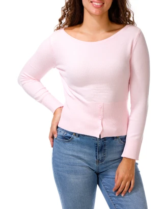 Thumbnail 1: Heart 'n Crush Juniors Long Sleeve Boat Neck Button Waist Sweater  