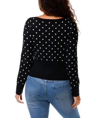 Thumbnail 2: Heart 'n Crush Juniors Long Sleeve Boat Neck Button Waist Sweater 