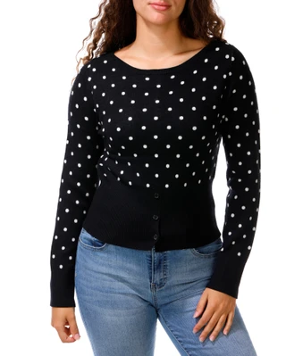 Thumbnail 1: Heart 'n Crush Juniors Long Sleeve Boat Neck Button Waist Sweater 