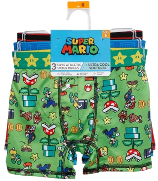 Thumbnail 1: Super Mario Boys 3 Pk Character Athletic Boxer Briefs 