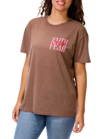 Thumbnail 2: Vintage threadz Juniors Faith Over Fear Psalm Graphic Tee 