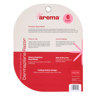 Thumbnail 2: Arema 6 Pk Foldable Wheat Straw Dermaplane Razors 