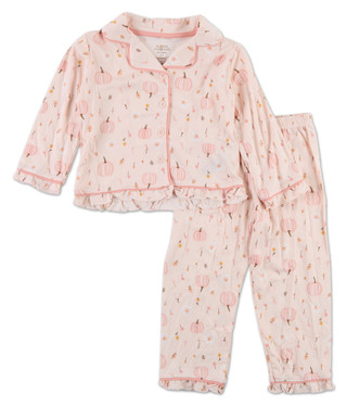 Thumbnail 1: Goodnight Llama Toddler Girls 2 Pc Harvest Button Up Ruffle Pajama Pants Set 