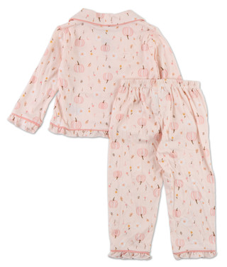 Thumbnail 2: Goodnight Llama Toddler Girls 2 Pc Harvest Button Up Ruffle Pajama Pants Set 