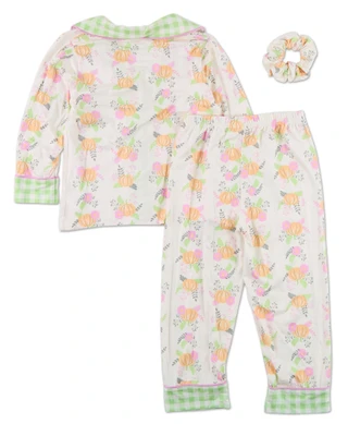 Thumbnail 2: Jessica Simpson Little Girls 3 Pc Harvest Pajama Pants Set w/ Scrunchie 