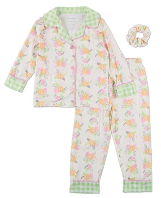 Thumbnail 1: Jessica Simpson Little Girls 3 Pc Harvest Pajama Pants Set w/ Scrunchie 