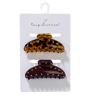 Thumbnail 1: TWIG & ARROW 2 Pk Studded Claw Hair Clips  