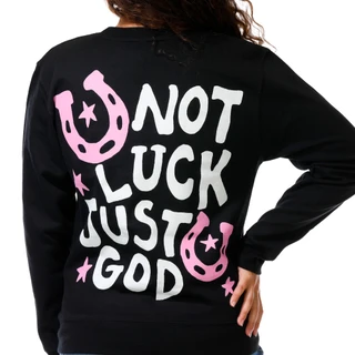 Thumbnail 2: Inspired Culture Juniors Not Luck Just God Horseshoe Graphic Sweatshirt 