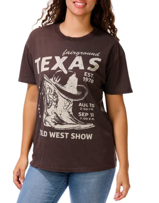 Thumbnail 1: Vintage threadz Juniors Texas Boot Wild West Show Graphic Tee 
