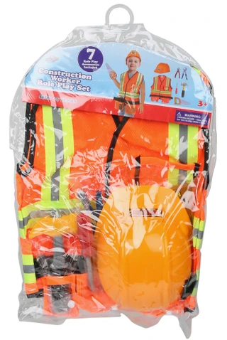 Thumbnail 1: Brooklyn Lollipop 7 Pc Construction Worker Role Play Set Halloween Costume 