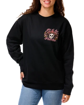 Thumbnail 3: Inspired Culture Juniors Dia De Los Muertos Graphic Crew Neck Sweater 