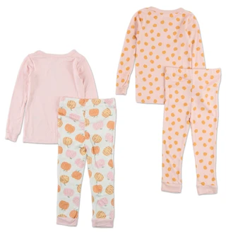 Thumbnail 2: Goodnight Llama Toddler Girls 4 Pc Harvest Pumpkins Pajama Pants Set 