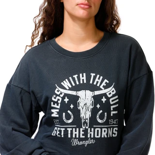 Thumbnail 2: Wrangler Juniors Western Graphic Crop Crew Neck Sweater 