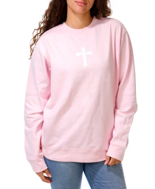 Thumbnail 2: Inspired Culture Juniors Inspirational Cross Graphic Crew Neck Sweater 
