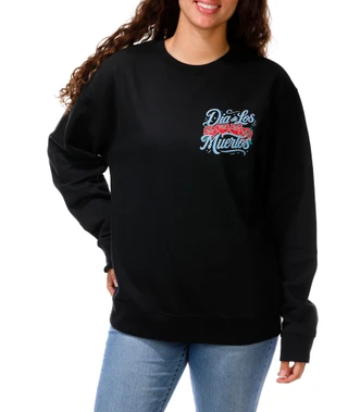 Thumbnail 2: Inspired Culture Juniors Dia De Los Muertos Graphic Crew Neck Sweater 