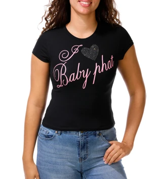 Thumbnail 1: Baby Phat Juniors Rhinestone I Love Baby Phat Tee 