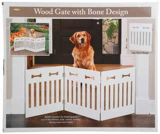 Thumbnail 1: Pet Store Pet Wood Gate With Bone Design 