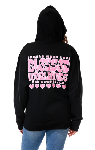 Thumbnail 1: Inspired Culture Juniors Spiritual Message 2 Pocket Zippered Hoodie 