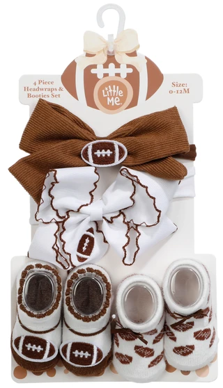 Thumbnail 1: Little Me Baby Girls 4 Pc Headwraps & Booties Set 