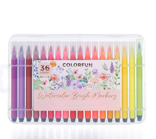 Thumbnail 1: Colorfun 36 Ct Vibrant Watercolor Brush Markers 
