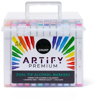 Thumbnail 1: Artify 120 Pc Premium Dual Tip Alcohol Markers with Carry Case 