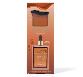 Thumbnail 1: Luxe 3.4 oz Bronzed Bloom Glow Body Oil w/ Brush 