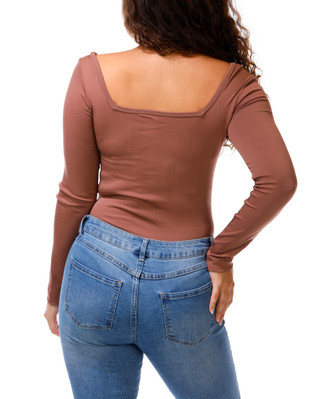 Thumbnail 2: FCT BASICS Juniors Long Sleeve Square Neck Bodysuit 