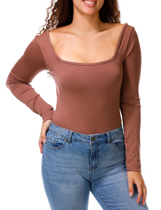 Thumbnail 1: FCT BASICS Juniors Long Sleeve Square Neck Bodysuit 
