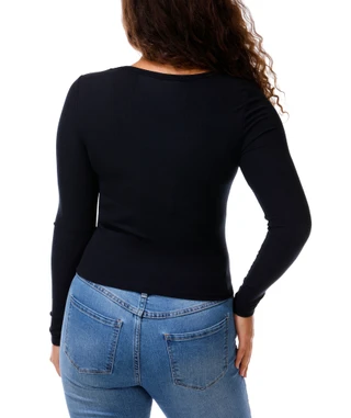 Thumbnail 3: Moral Society Juniors Long Sleeve V-Neck Ribbed Crop Sweater 