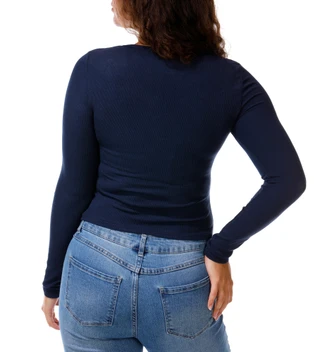 Thumbnail 3: Moral Society Juniors Long Sleeve V-Neck Ribbed Crop Sweater 