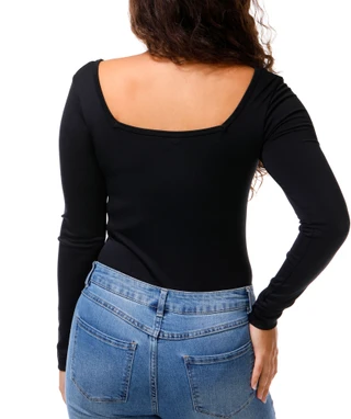 Thumbnail 2: FCT BASICS Juniors Long Sleeve Square Neck Bodysuit 