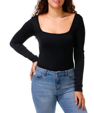 Thumbnail 1: FCT BASICS Juniors Long Sleeve Square Neck Bodysuit 