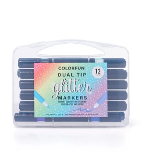 Thumbnail 1: Colorfun 12 Ct Dual Tip Glitter Markers 