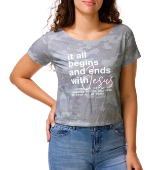 Thumbnail 1: Organic Generation Juniors Jesus Psalm Boat Neck Tee 