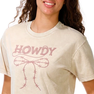 Thumbnail 3: Organic Generation Juniors Howdy Barb Wire Bow Graphic Crop Tee 
