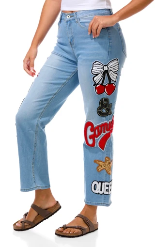 Thumbnail 1: Celebrity Ace Juniors 90's Straight Retro Patched Jeans 