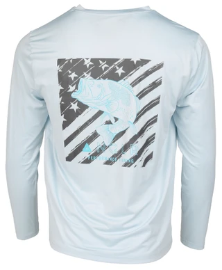 Thumbnail 2: Anglr Men's Long Sleeve Performance Flag & Bass Shirt 