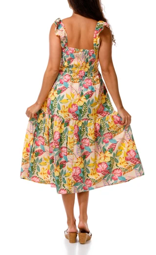 Thumbnail 2: ROXY Junior's Tropical Cinch Tiered Poplin Maxi Dress 