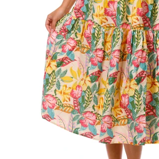Thumbnail 3: ROXY Junior's Tropical Cinch Tiered Poplin Maxi Dress 