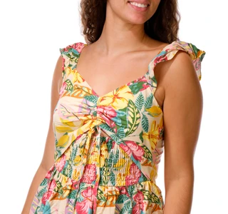 Thumbnail 4: ROXY Junior's Tropical Cinch Tiered Poplin Maxi Dress 