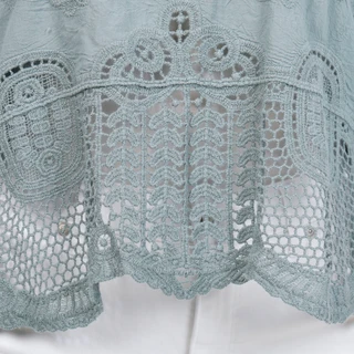 Thumbnail 3: Democracy Women's Scalloped V-Neck Daisy Motif Crochet Top 