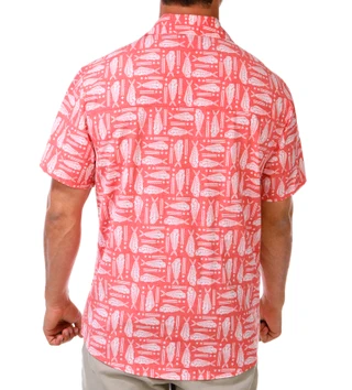 Thumbnail 4: REEL LEGENDS Men's Short Sleeve Beachside Tribal Print Button Up Shirt  