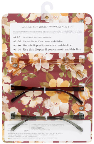 Thumbnail 2: JONES NEW YORK Women's 3 Pk Squared Designer Reading Glasses 