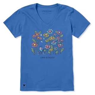 Thumbnail 1: Life is Good Women's Crusher Lite Biking With Doves & Daisies Tee 