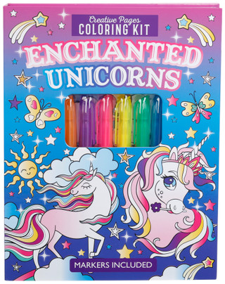 Thumbnail 1: Page Publications Creative Pages Coloring Kit Enchanted Unicorns 