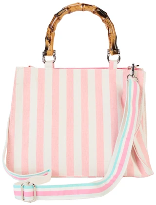 Thumbnail 2: SOL AND MER Summer Vibes Mini Tote Bag with Bamboo Handles 